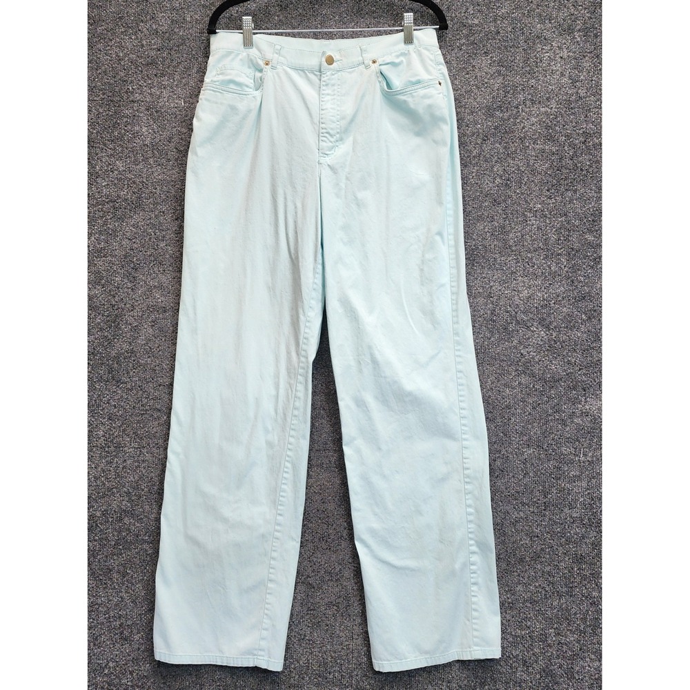 Talbots Women's High Rise Straight Leg Pastel Mint Stretch Preppy Pants Size 12